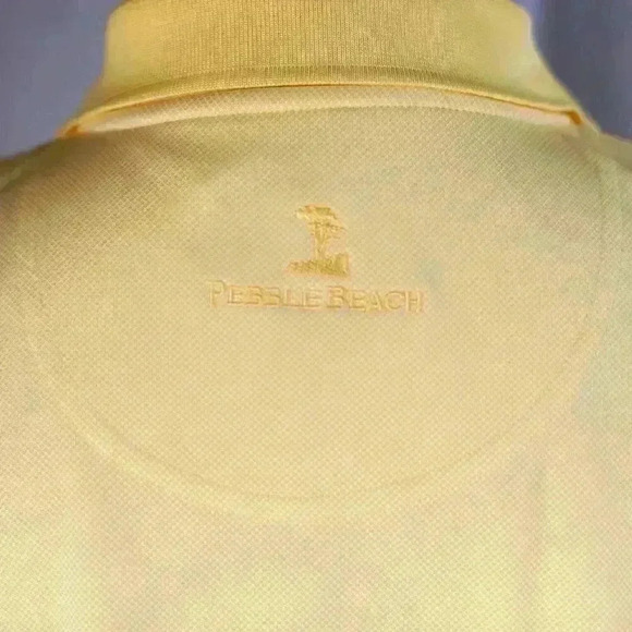 Pebble Beach Performance Size XXL Yellow 1/4 button embroidered back polo golf - Picture 7 of 10